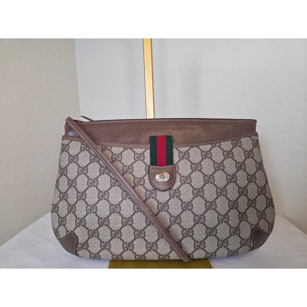 Gucci GG Canvas Web Stripe Vintage Crossbody Bag Removable strap Italy Ophidia